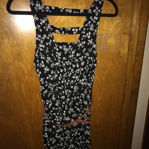 Back and white floral mini dress